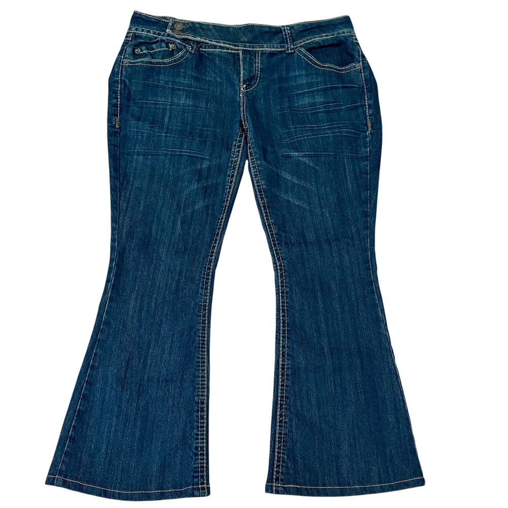 Mossimo Supply Co Y2K Juniors Fit 15 Fit 6 Flare Jeans Dark Wash Low Rise Size 1
